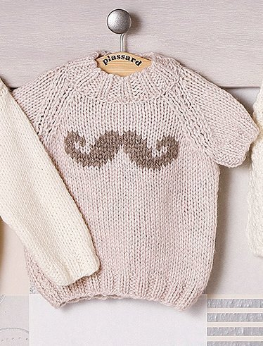 Pull manches courtes à motif moustache 104-42 catalogue tricot les tous petits Plassard