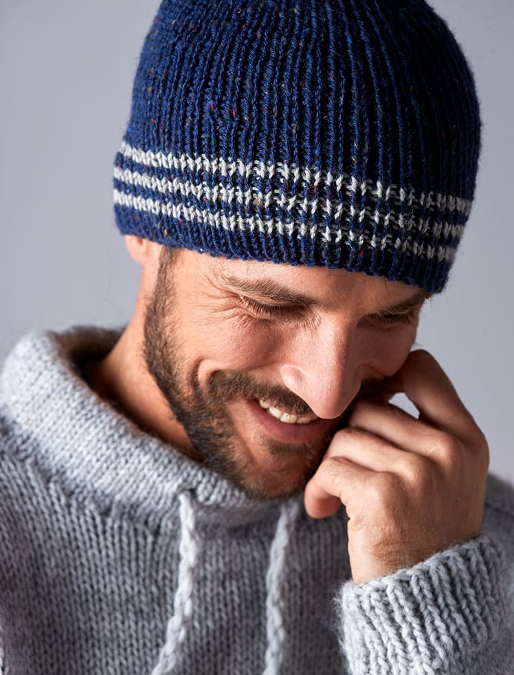 modele tricot Bonnet à rayures homme en SERAPHINE de Plassard