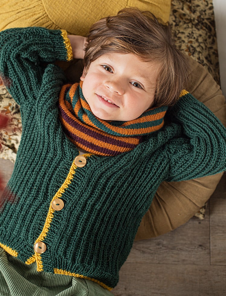 snood, tour de cou enfant tricoté main en laine mérinos