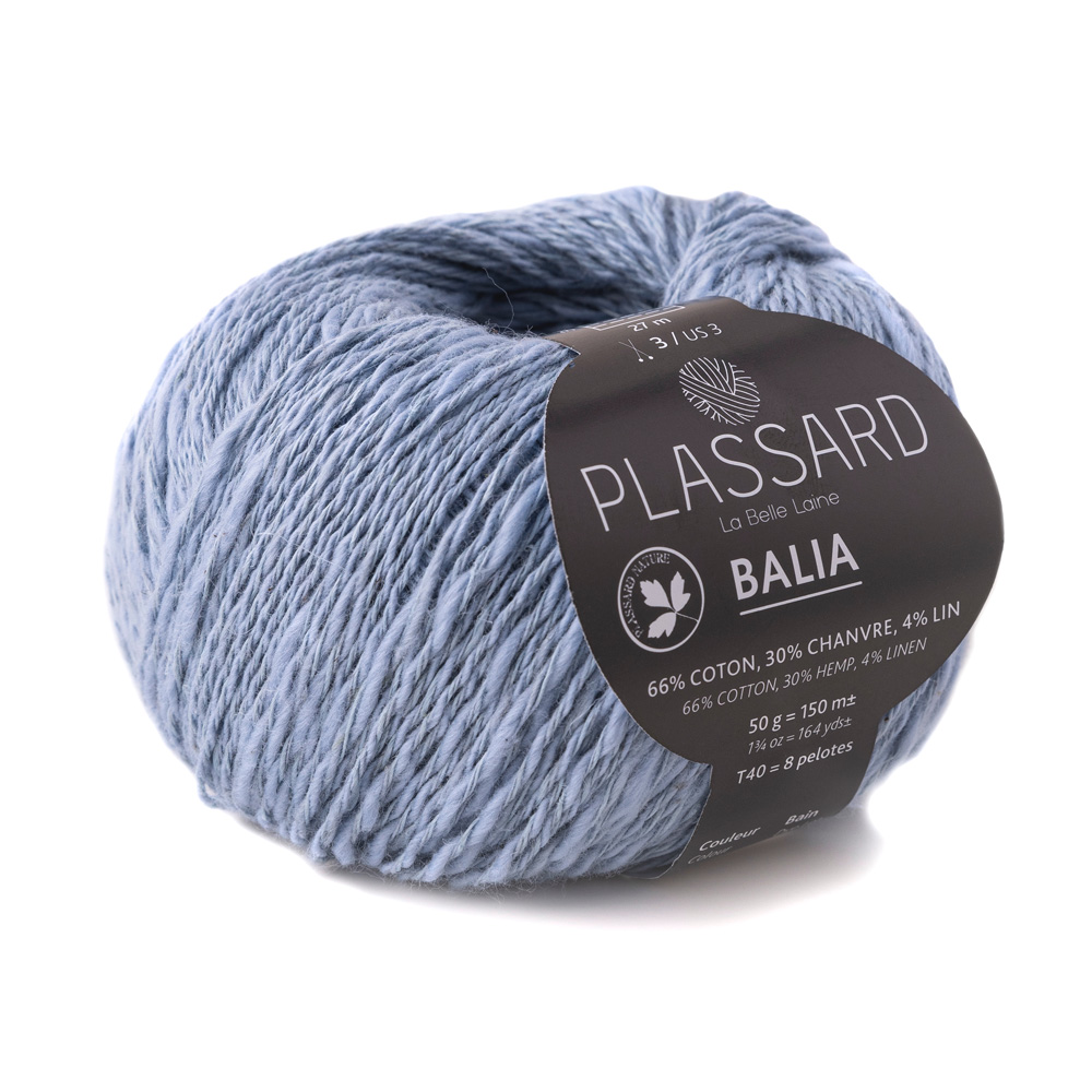 Balia tricot coton et chanvre col 24 - bleu